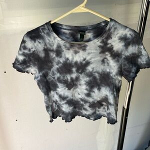 Black and white tie dye crop tshirt